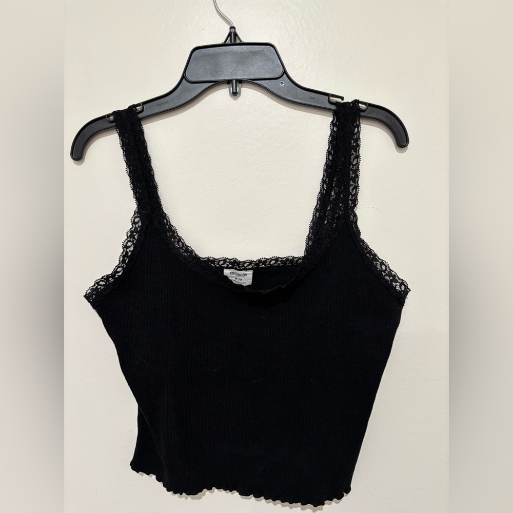 Cotton On Black Lace Detail Top tank size medium